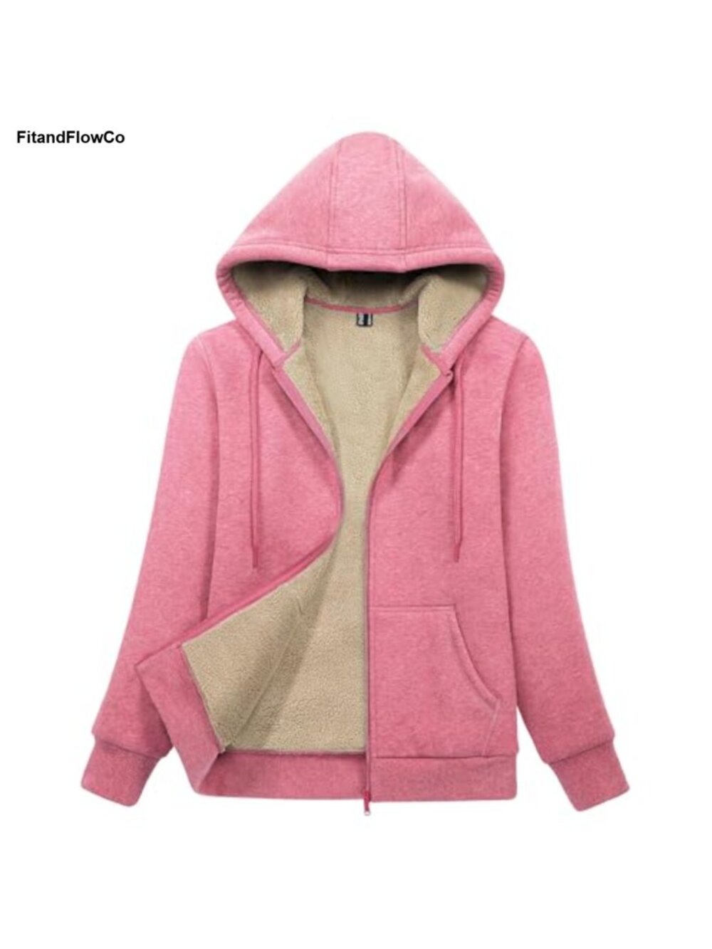 Sherpa Lined Zip Up Hoodie Warm Winter Jacket with Pockets